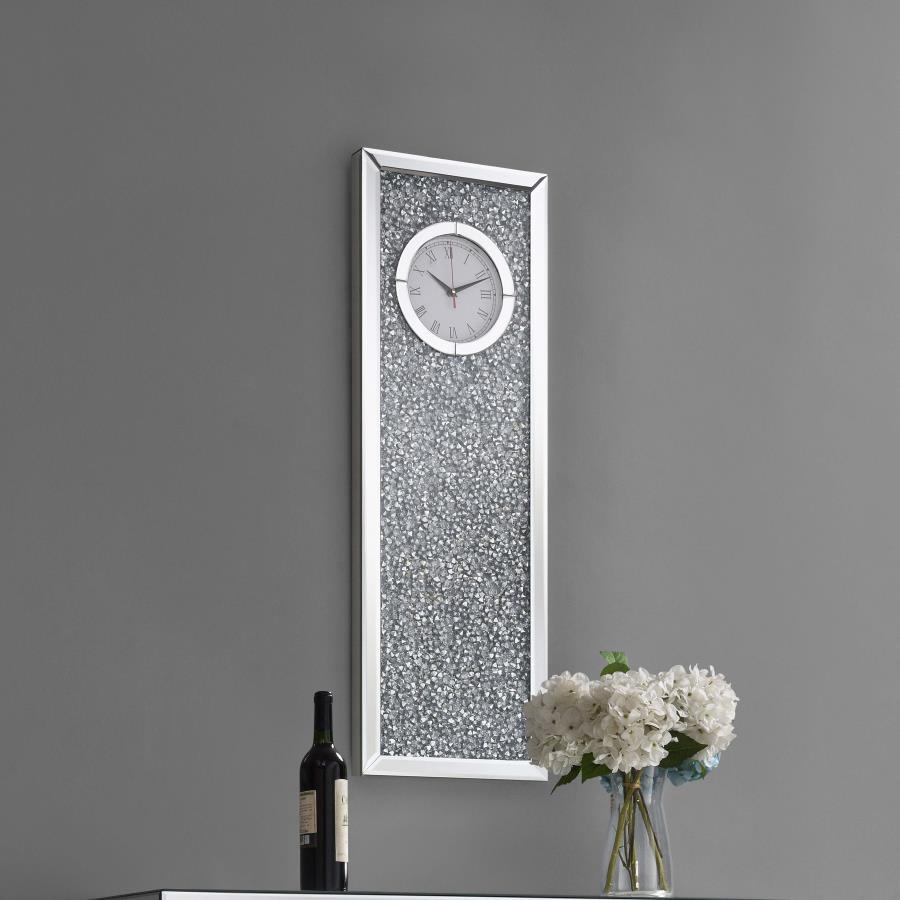 Minette - Crystal Inlay Rectangle Clock Mirror