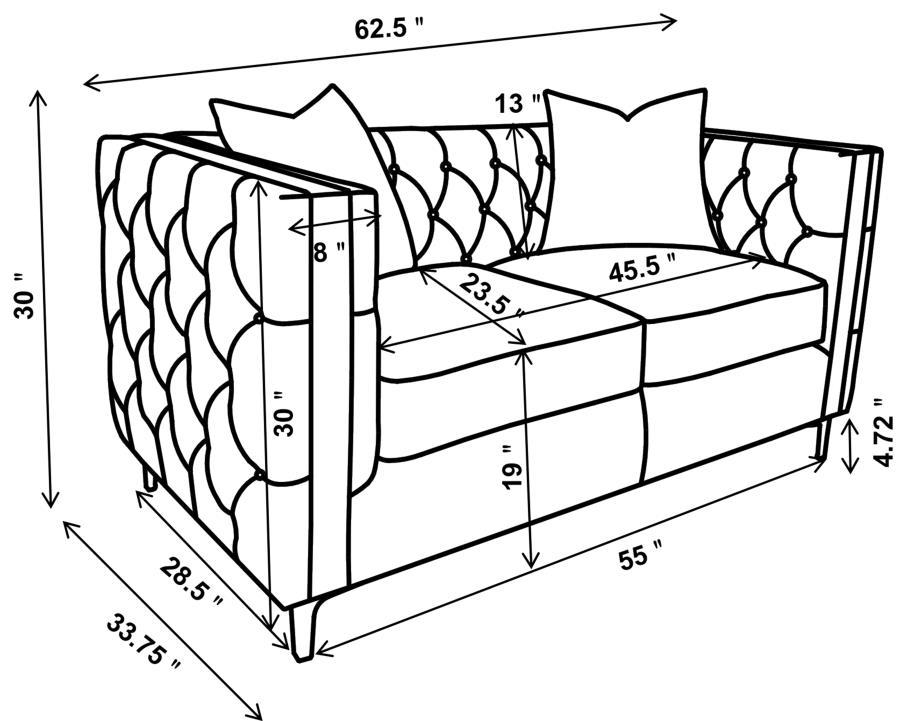 Phoebe - Tufted Tuxedo Arms Loveseat - Urban Bronze