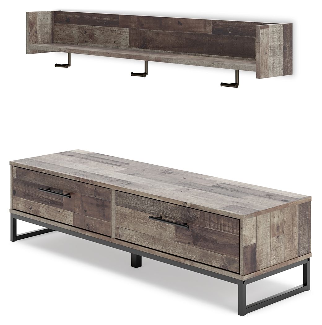 Neilsville - Multi Gray - Bench With Coat Rack