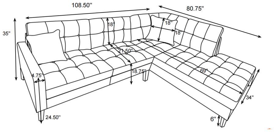 Barton - Upholstered Tufted Sectional - Toast And Brown