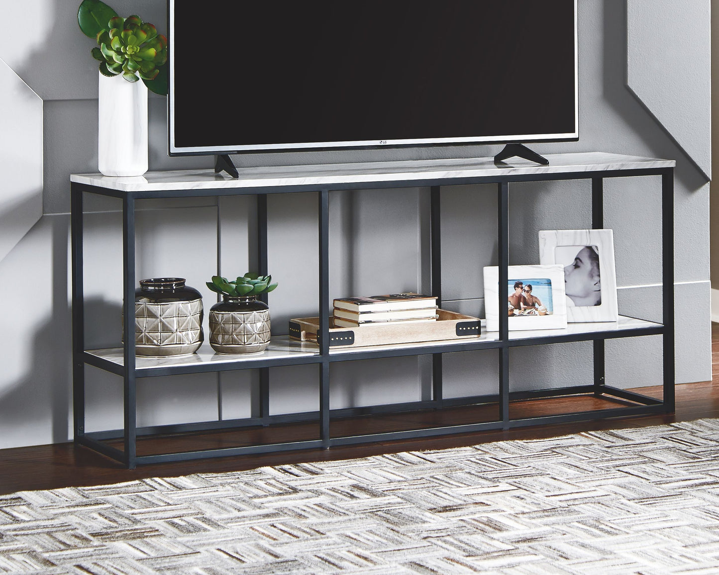 Donnesta - Gray / Black - Extra Large TV Stand