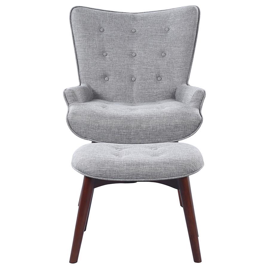 Willow - Upholstered Accent Chair With Ottoman - Gray and Brown