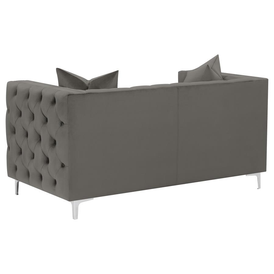 Phoebe - Tufted Tuxedo Arms Loveseat - Urban Bronze