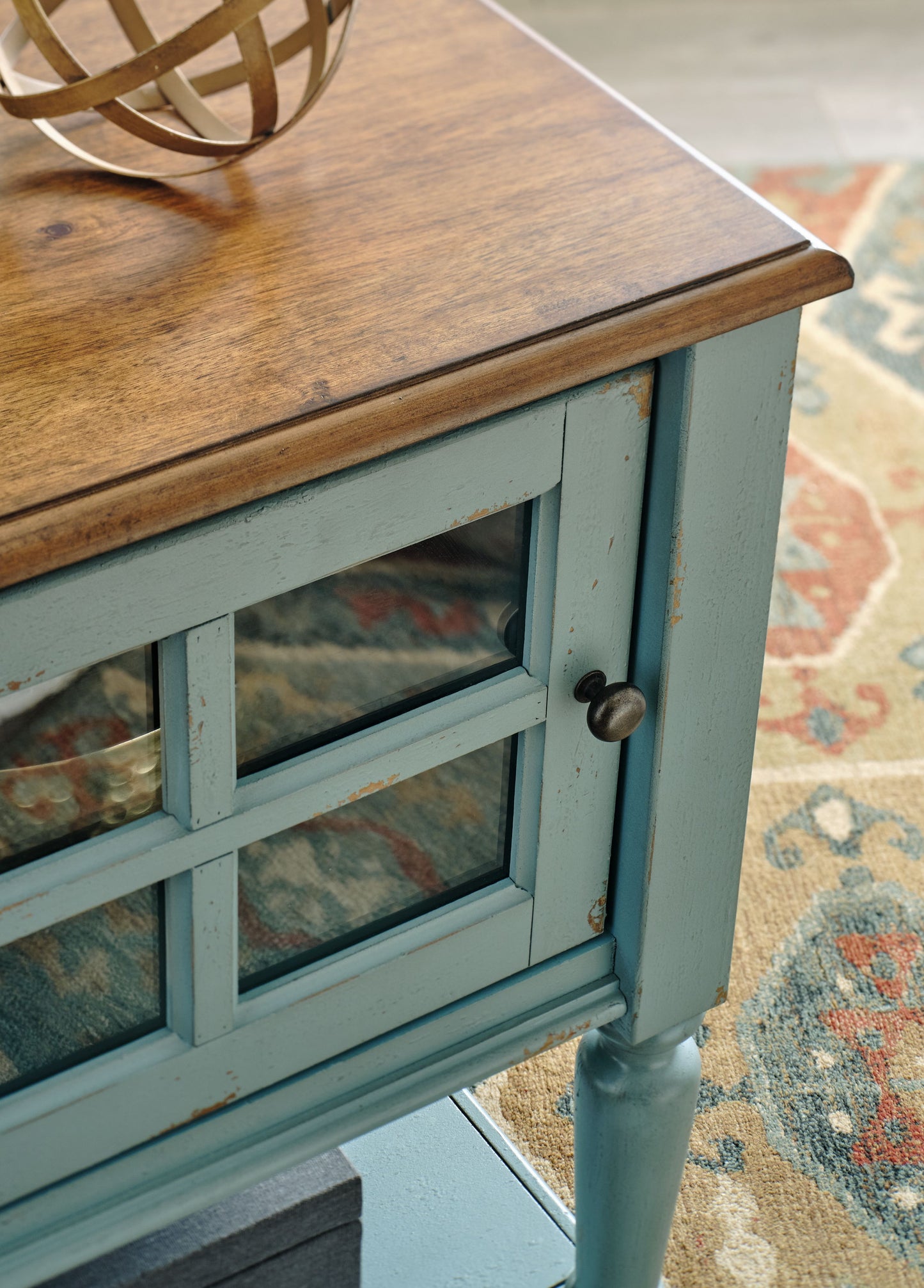 Mirimyn - Teal / Brown - Accent Cabinet