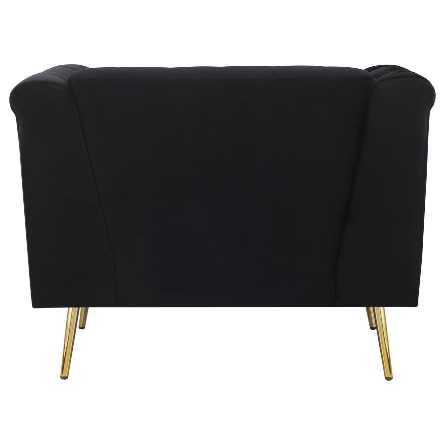 Holly - Tuxedo Arm Tufted Back Chair - Black