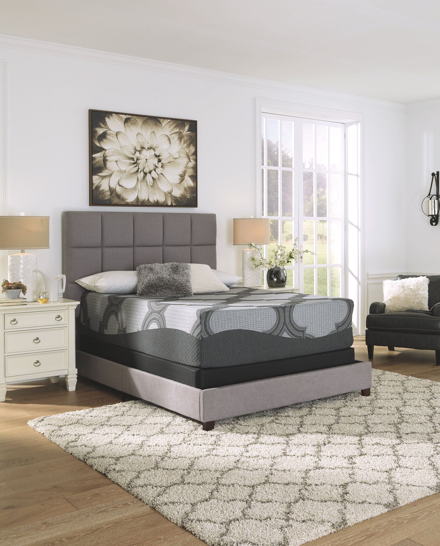 Ashley - Dark Gray - Queen Mattress - Hybrid 1400