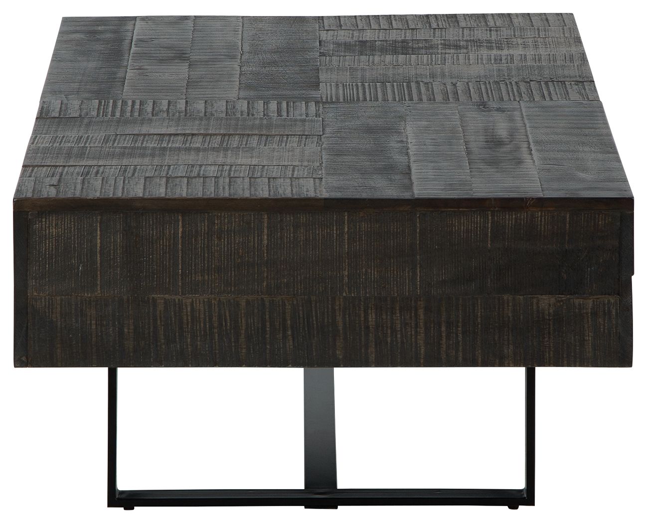 Kevmart - Grayish Brown / Black - Rectangular Cocktail Table