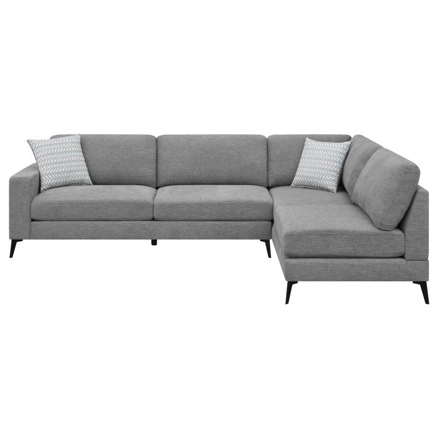 Clint - Upholstered Sectional With Loose Back Gray