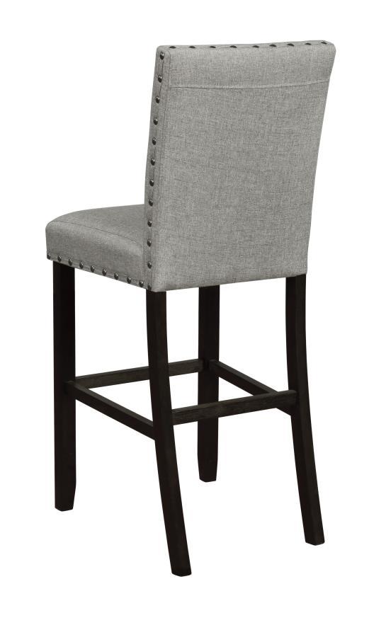 Kentfield - Solid Back Upholstered Bar Stools (Set of 2) - Gray And Antique Noir