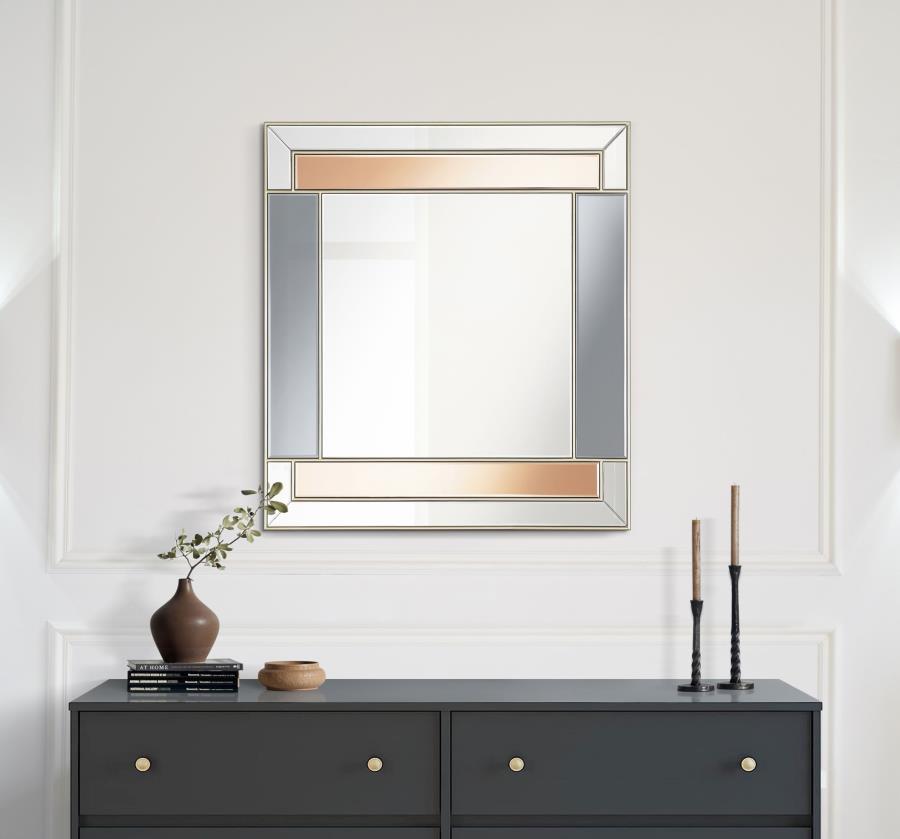 Braylin - Rectangular Wall Mirror - Champagne and Gray