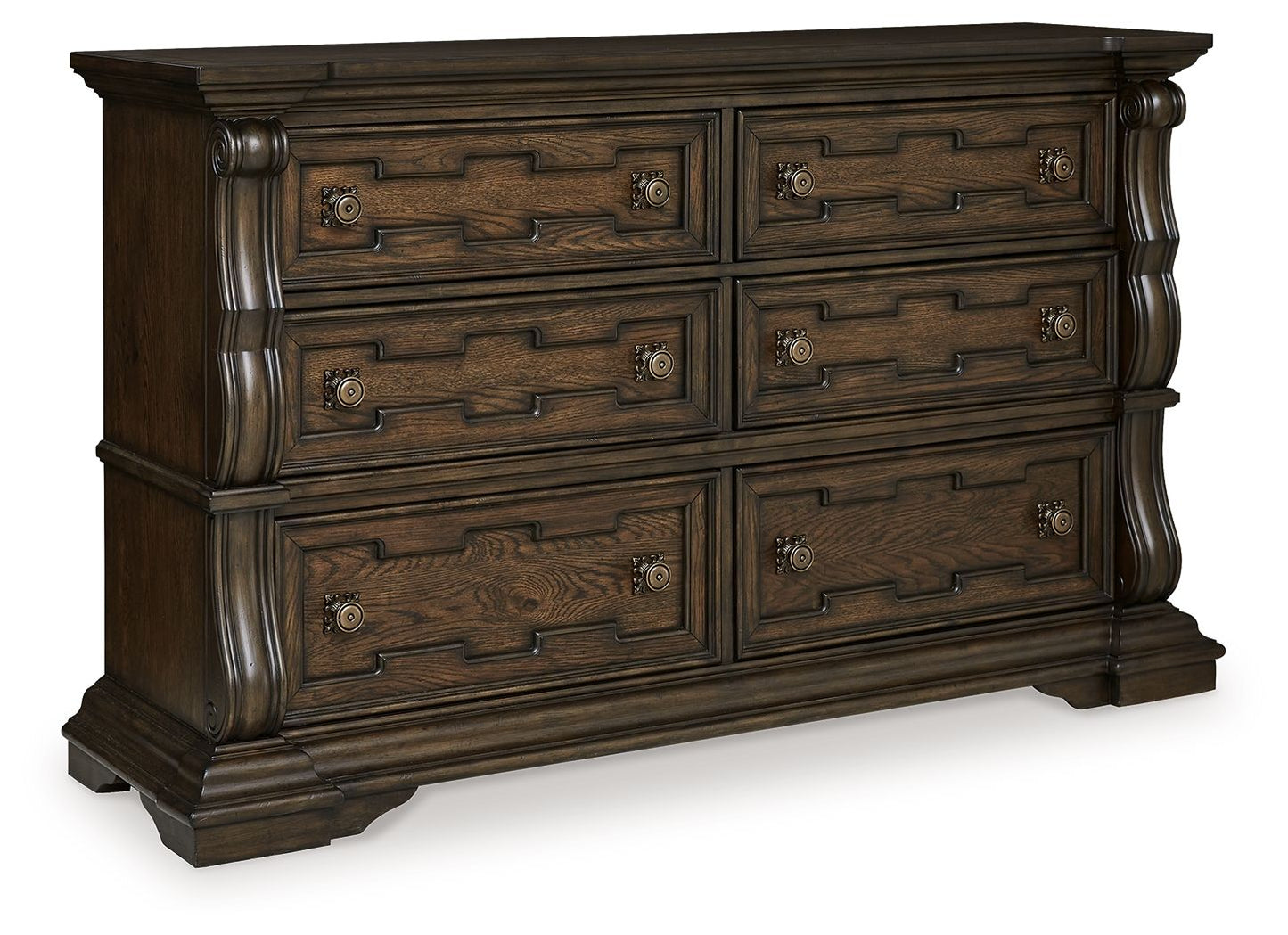 Maylee - Dark Brown - 7 Pc. - Dresser, Mirror, King Upholstered Bed, 2 Nightstands