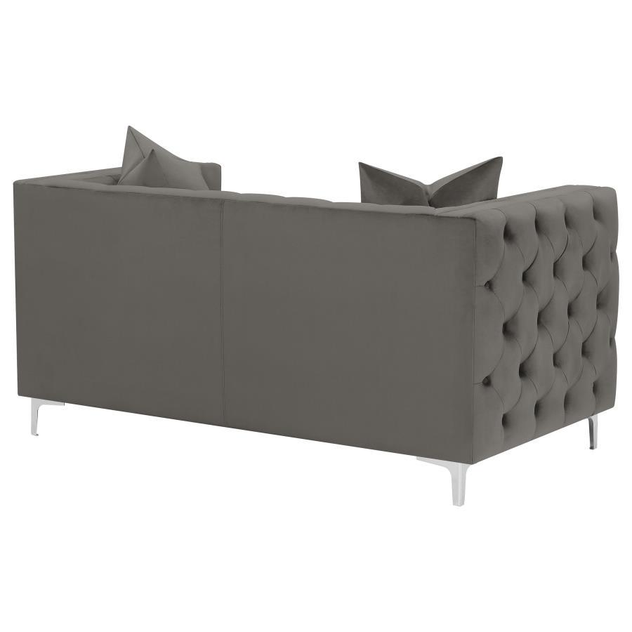 Phoebe - Tufted Tuxedo Arms Loveseat - Urban Bronze