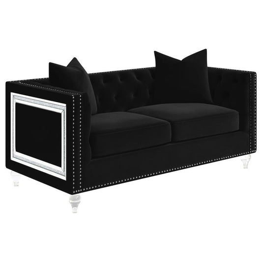 Delilah - Upholstered Tufted Tuxedo Arm Loveseat - Black