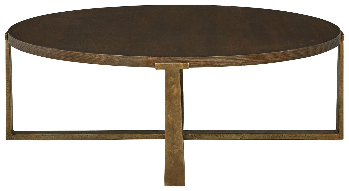 Balintmore - Brown / Gold Finish - Round Cocktail Table