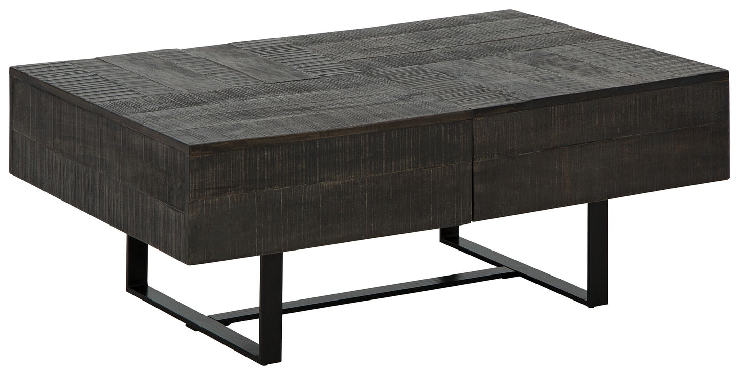 Kevmart - Grayish Brown / Black - Rectangular Cocktail Table