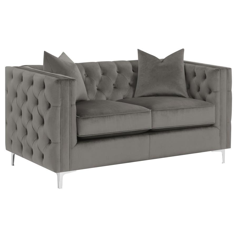 Phoebe - Tufted Tuxedo Arms Loveseat - Urban Bronze